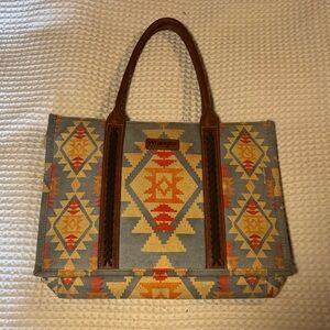 Wrangler Aztec Pattern Tote in Blue and Orange